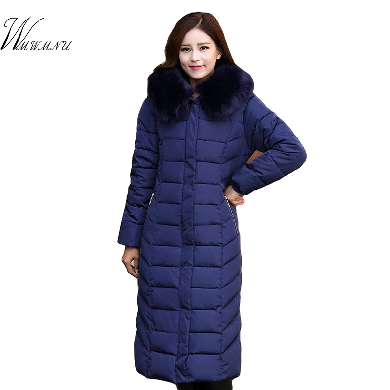 Fashion Snow Wear Large Fur Collar Ladies Coats 2017 Winter Coat Women Parka Long Thick Slim Womens Coats And Jackets Outerwear