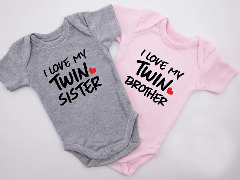 

Cute Twins Baby Bodysuit I LOVE MY TWIN SISTER and BROTHER Printed Cotton Twins Baby Clothes Newborn Boys Girls Onesie 0-24M