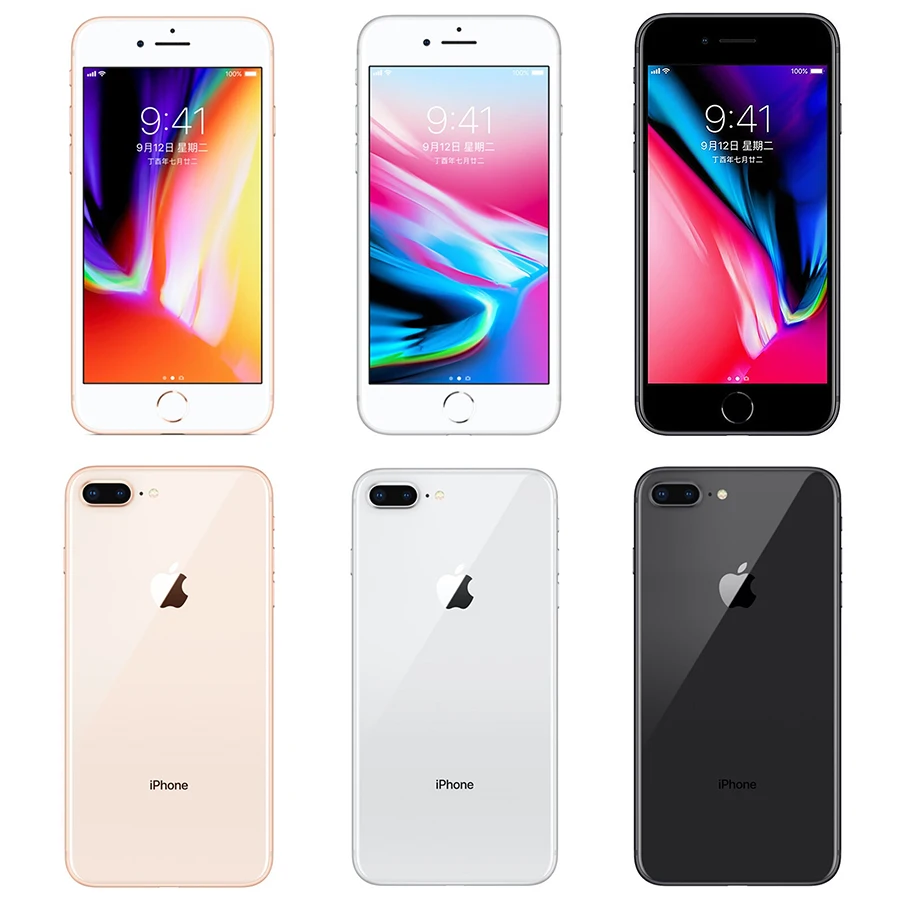 الأصلي أبل iphone 8 زائد سداسي النواة iOS 3 GB RAM 64-256 GB ROM 5.5 بوصة 12MP بصمة 2691 mAh LTE الهاتف المحمول