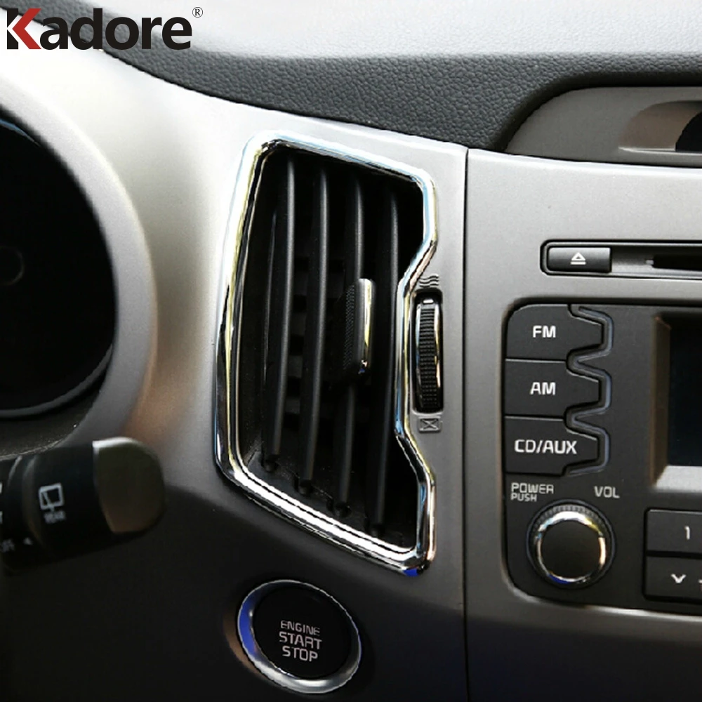 

For Kia Sportage 2011 2012 2013 2014 2015 Chrome Center Control Air Conditional Vent Cover AC Outlet Trim Exterior Accessories