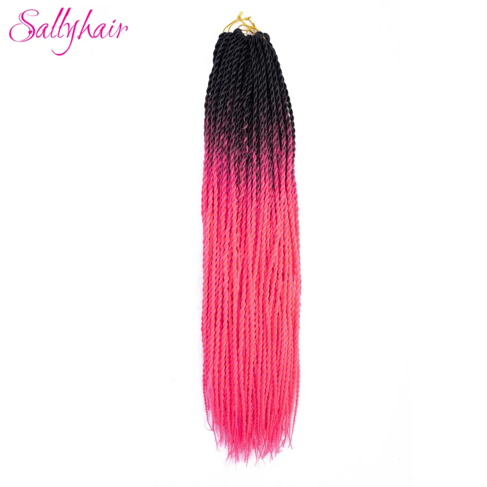 Sallyhair, 20 прядей, сенегалы, закрученные, вязанные, плетенные волосы для наращивания, высокая температура, синтетические, вязанные, Омбре, плетенные волосы - Цвет: Естественный цвет