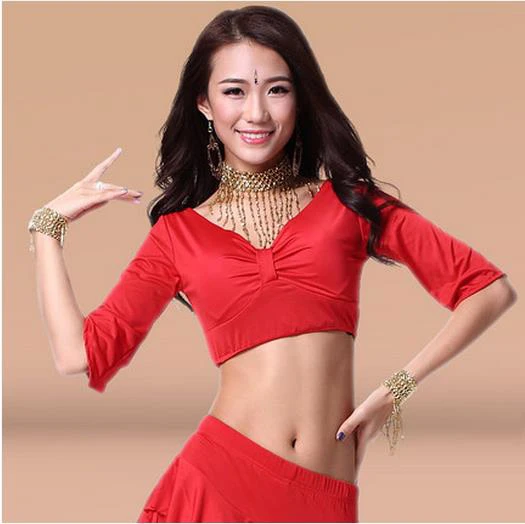 

New arrival milk silk belly dance top momen half sleeves belly dance tops 9 colors sexy tops