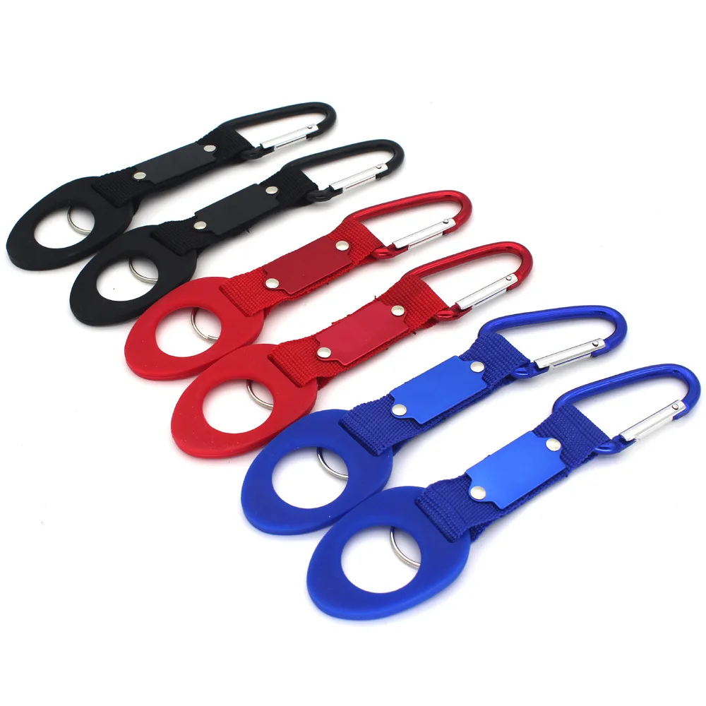 

Silicone mineral water bottle buckle aluminum carabiner metal keychain backpack fast hang buckle
