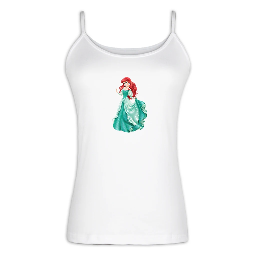 Kawaii Little Mermaid Ariel Printed Camisole Fitness Tank Top For Lady Girl Femme Summer Singlet Gray White Sleeveless T Shirt