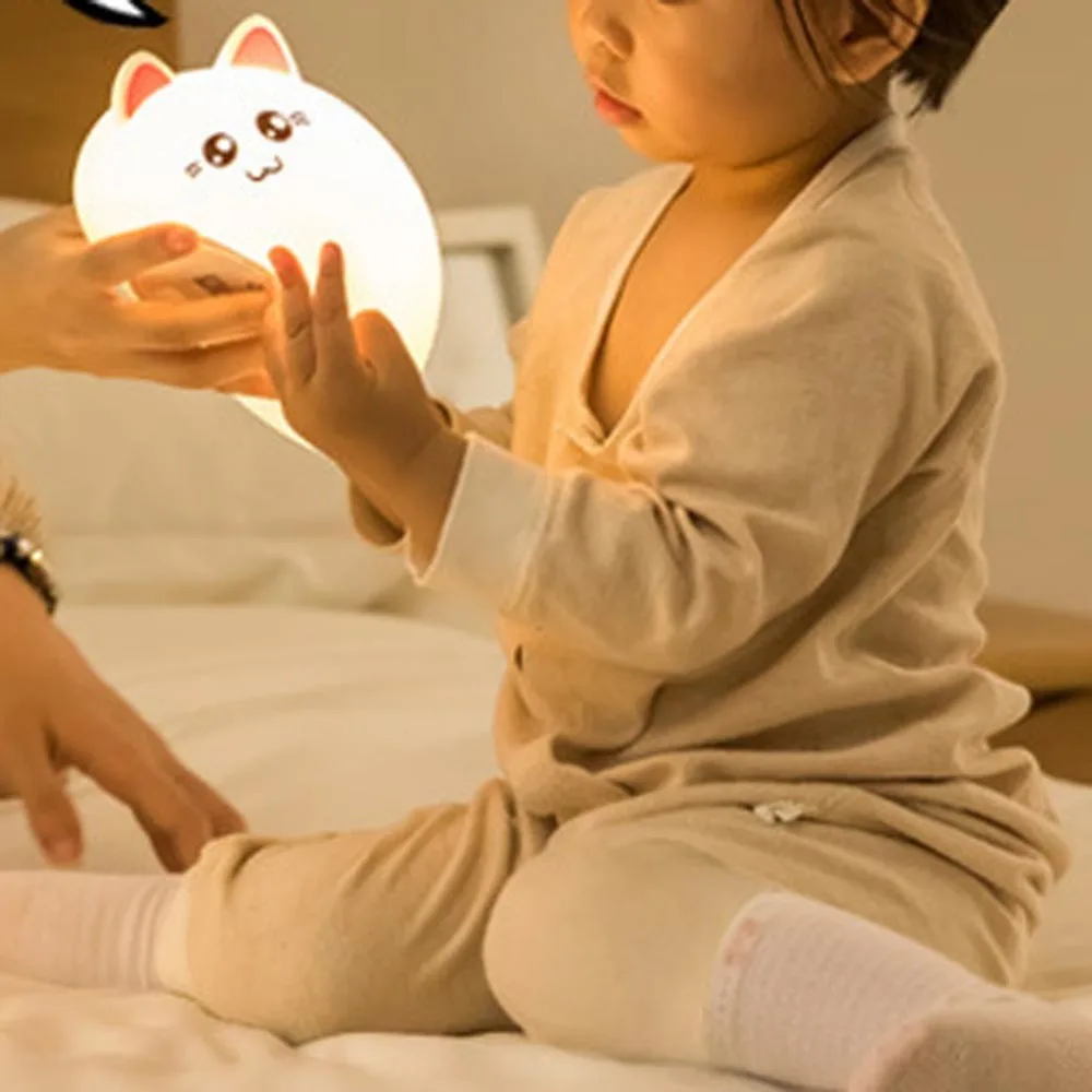 Cute Kids Night Light Bedroom for Baby Children Rechargeable Nightlight Slap 7 Colour Changing Bedside Lamps Bedrooms | Лампы и