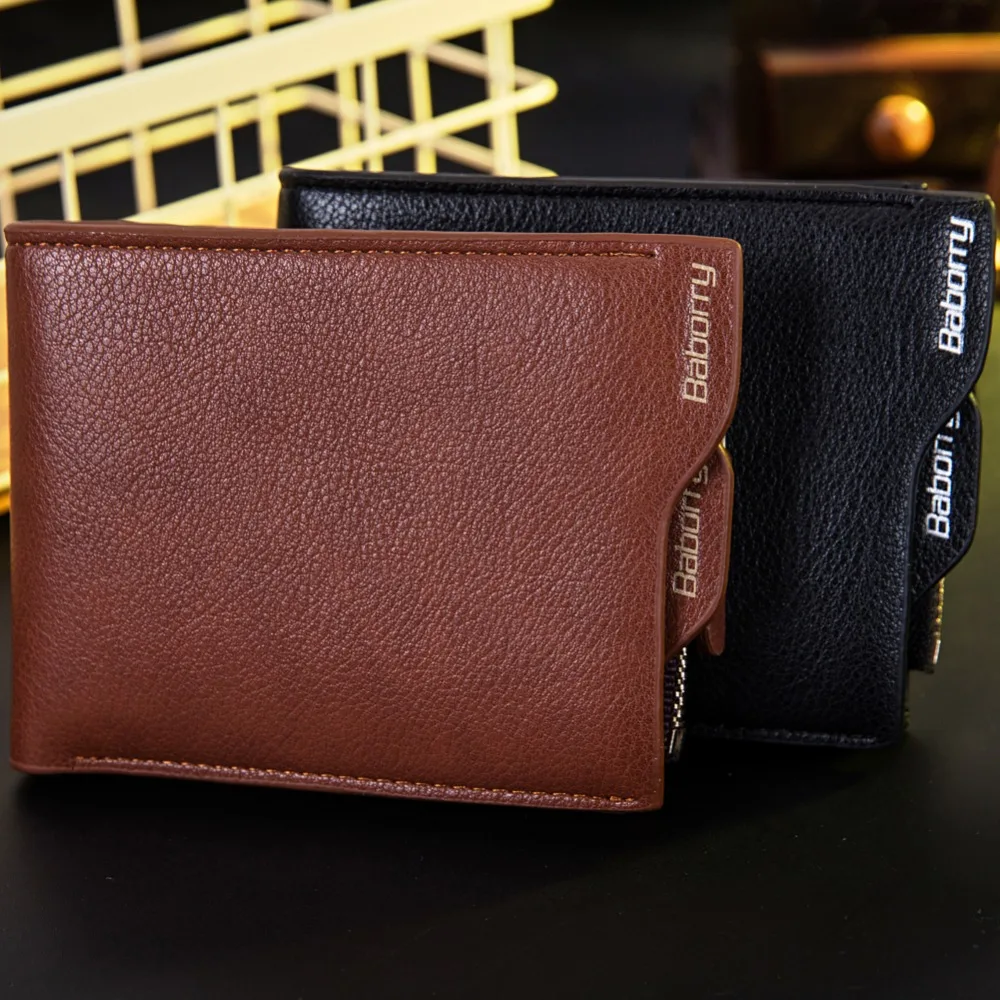 RFID Theft Protect Coin Bag Zipper Men Wallets Purses PU Leather Wallets for Men with RFID Blocking Purse 2023 New Fashion