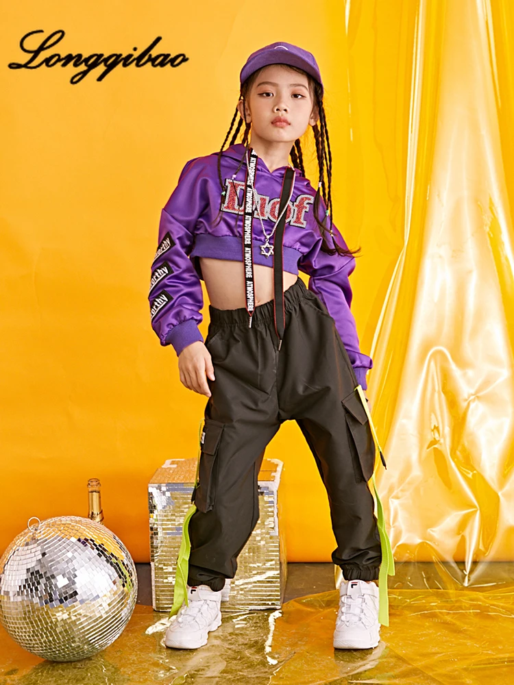 Костюм для джазовых танцев Детский костюм для уличных танцев свободная Одежда для танцев в стиле хип-хоп для девочек костюмы с длинным рукавом в Корейском стиле