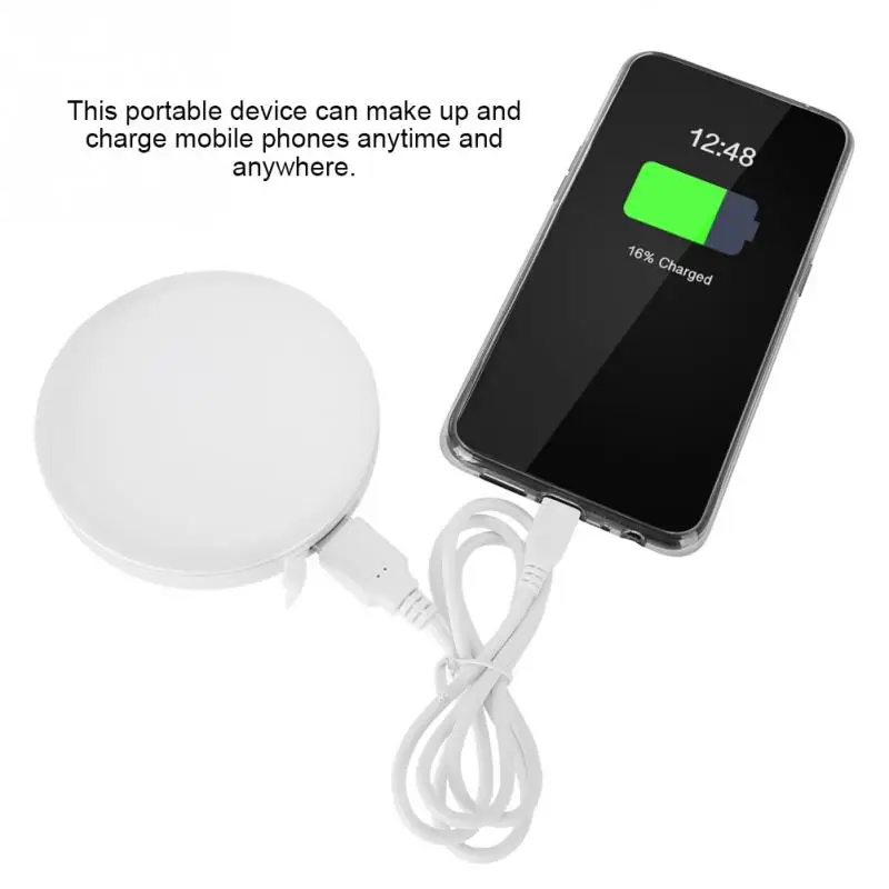 

New USB Rotatable Power Bank Cosmetics Mirror Foldable LED Makeup Pocket Mirror Magnifier Magnifying Make up Mirrors