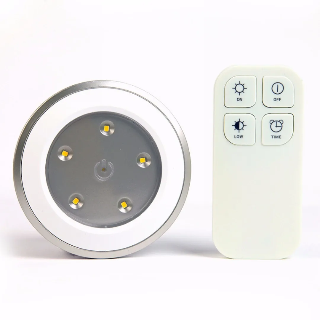 New White 5 LED Night Light Lamp Stick-on Cabinet Closet Wardrobe Wireless Remote Control