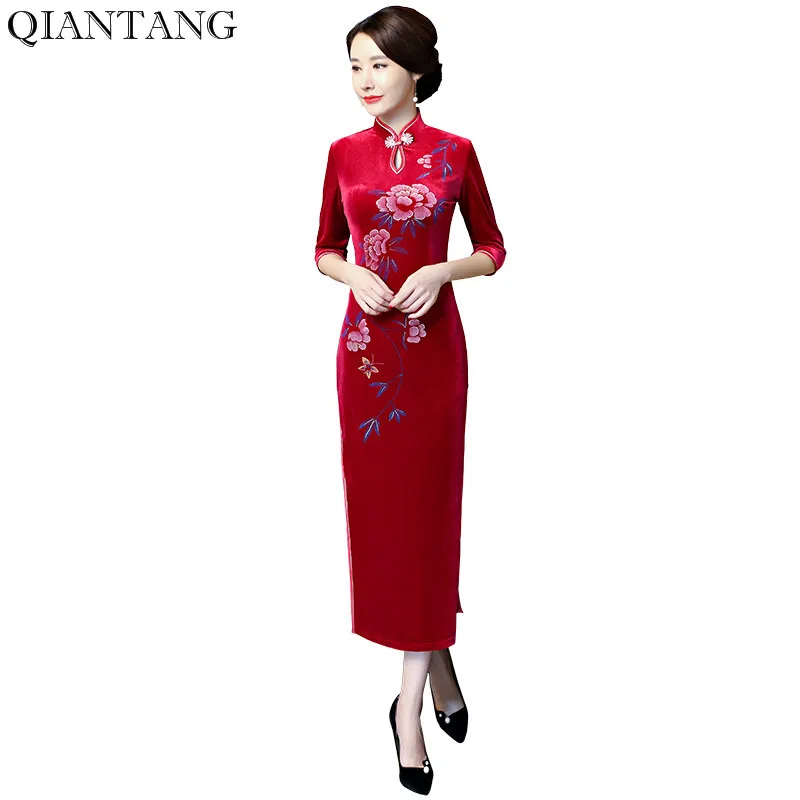 New Arrival Womens Cheongsam Fashion Chinese Style Velour Dress Elegant Slim Summer Qipao Clothing Size S M L XL XXL XXXL 617859 New Arrival Womens Cheongsam Fashion Chinese Style Velour Dress Elegant Slim Summer Qipao Clothing Size S M L XL XXL XXXL 617859
