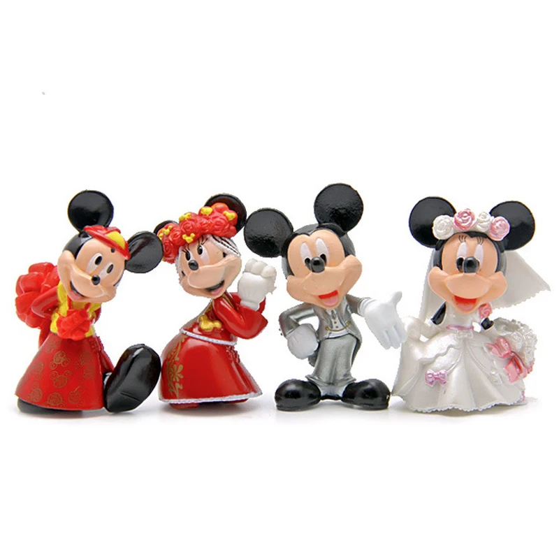 4 pcs/lot Mickey & Minnie figurines de mariage Style Mickey Minnie PVC