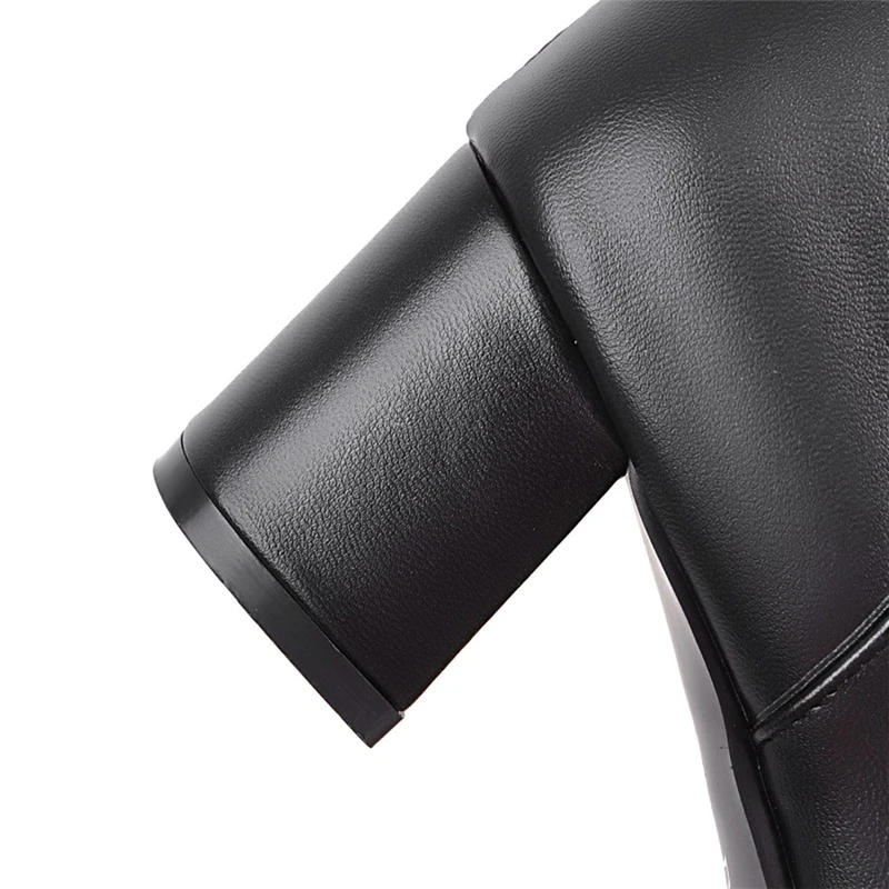 KARINLUNA/модные сапоги до колена, большие размеры 31-45 теплые зимние сапоги для верховой езды с плюшевой подкладкой на квадратном каблуке Женская обувь черного и белого цвета