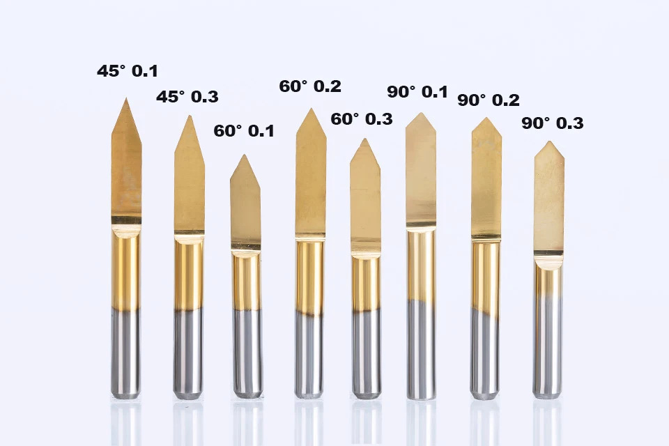 Huhao 10 шт./лот 3.175 мм Гравировка Биты ЧПУ 10 градусов-90 фрезы твердосплавные фреза титановое покрытие ЧПУ Инструменты