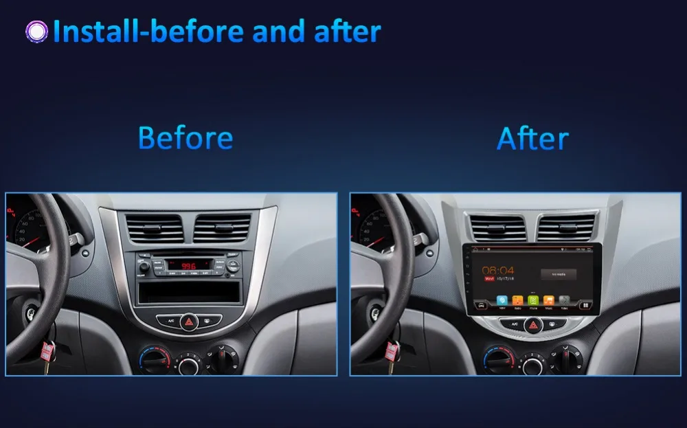 Excellent Bosion 4/8 core Android 9 car dvd for Hyundai Verna 2013 2014 2015 with gps navigation radio video car stereo multimedia player 3