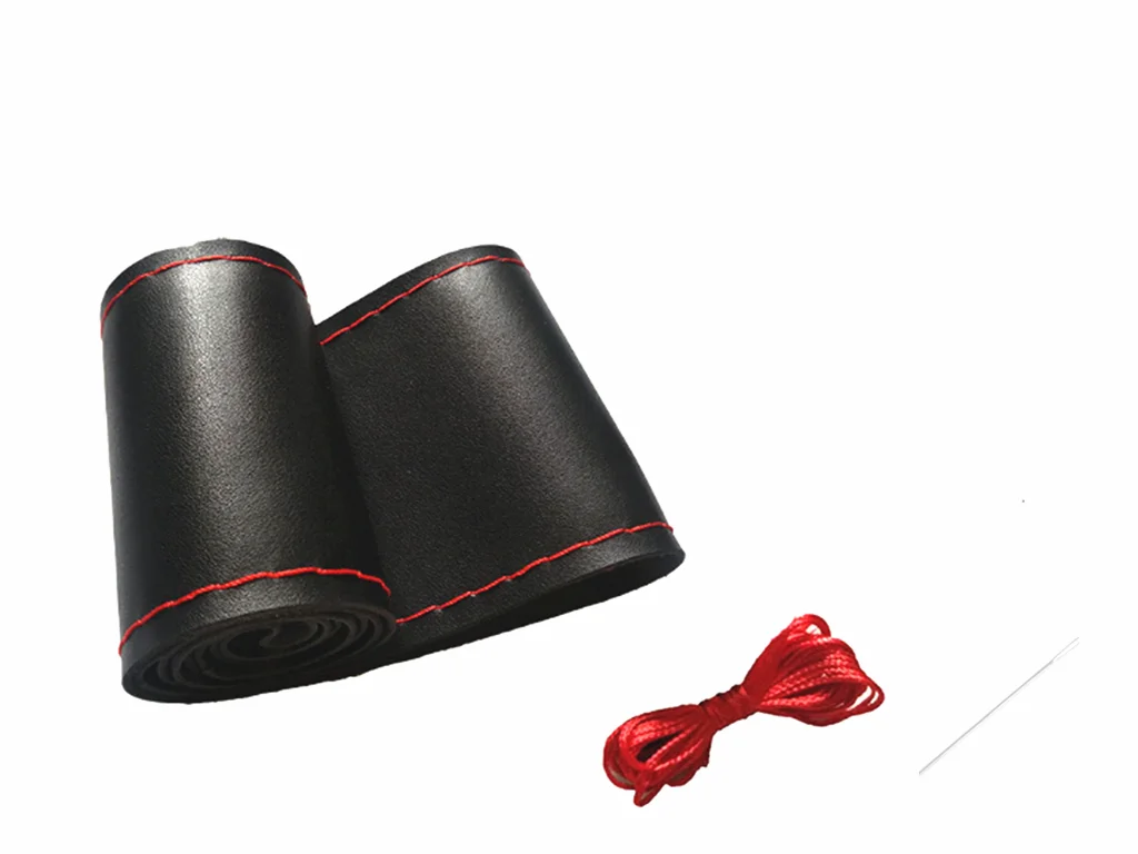 Чехол рулевого колеса автомобиля DIY Размер 38 см волоконная кожа ручная работа для