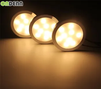 

Under Cabinet LED Puck Lights with Switch 3pcs of Lamps Kit 12V US/EU/UK Adapter for Kitchen Counter Closet Accent Lighting