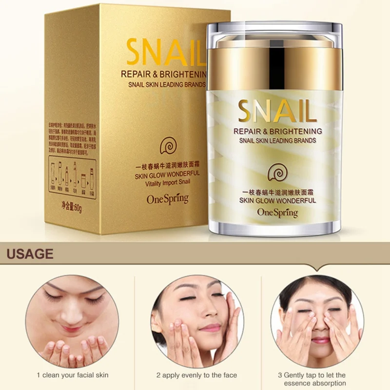 60G Snail Cream Facial Moisturizer Face Day Cream Whitening Ageless Anti Wrinkles Lifting Facial Firming Skin Care
60G Snail Cream Facial Moisturizer Face Day Cream Whitening Ageless Anti Wrinkles Lifting Facial Firming Skin Care