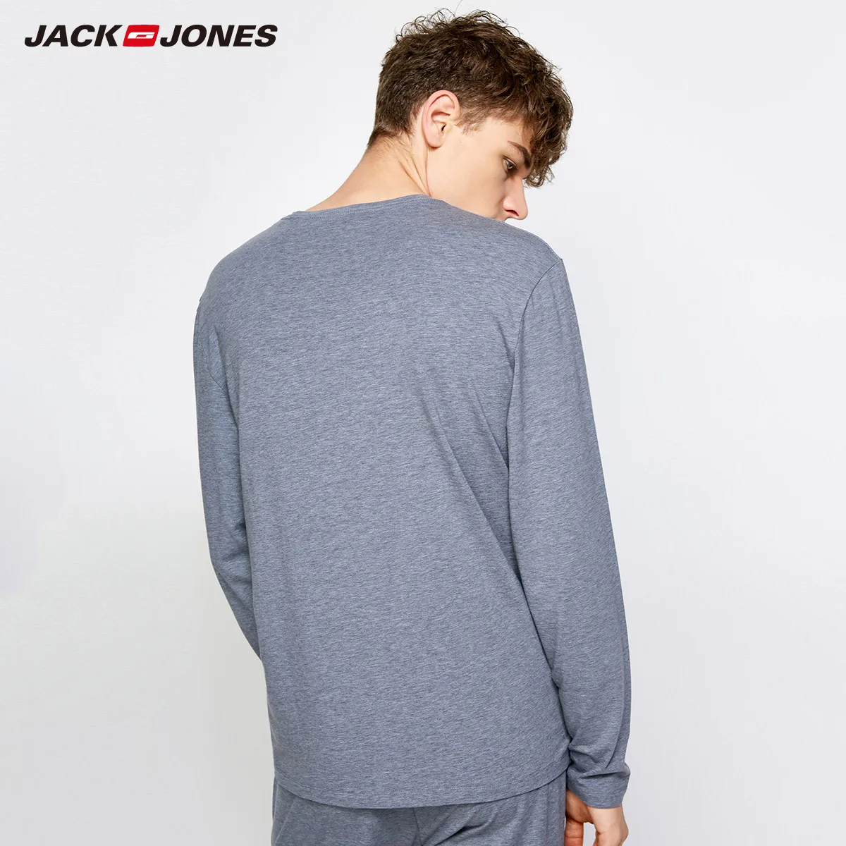 JackJones весна осень мужские топы с круглым воротником и длинными рукавами домашняя