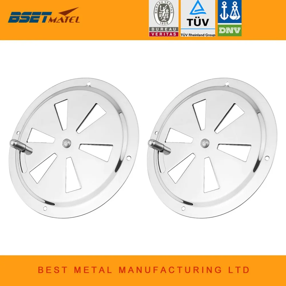 

2PCS Stainless Steel 316 Boat Marine Round Air Louver Vent Grille Ventilation Louvered Ventilator Grill Cover Side Knob Opening