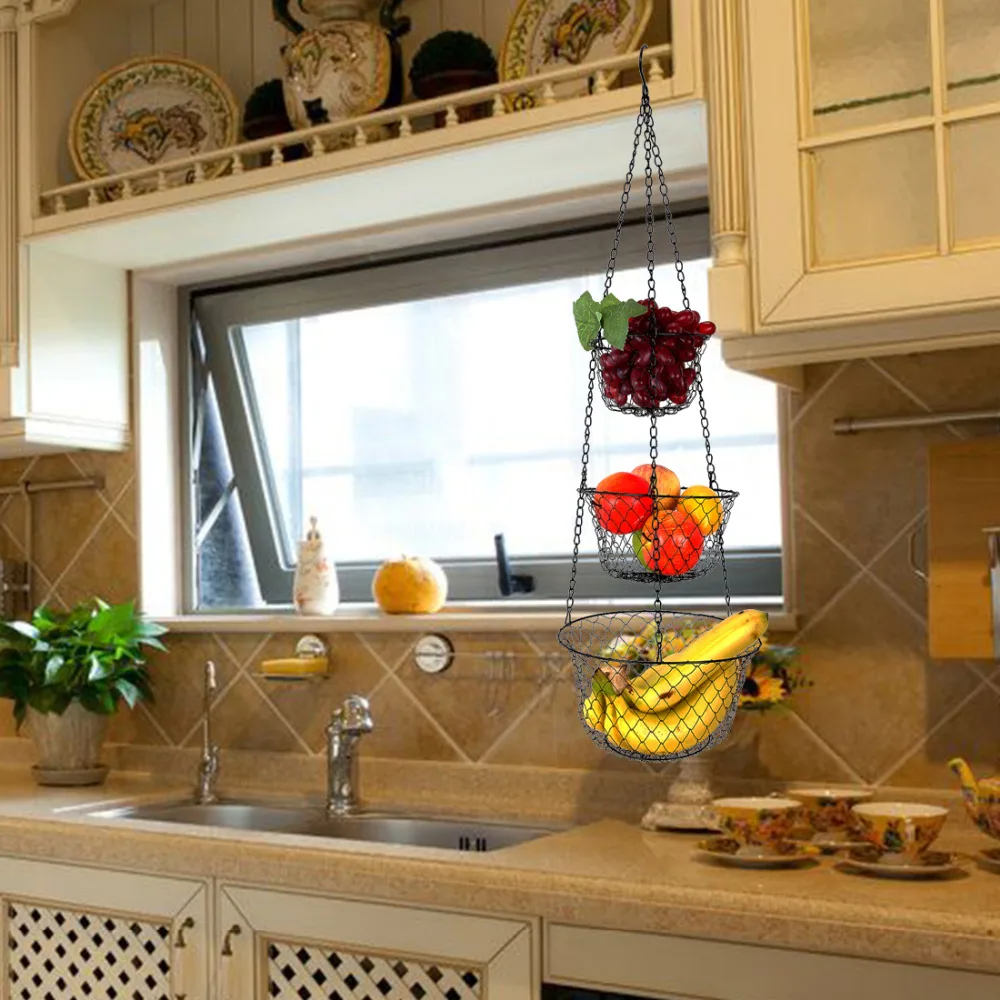 IARTS Best Selling 3 Tier Foldable Hanging Fruit Vegetable Basket