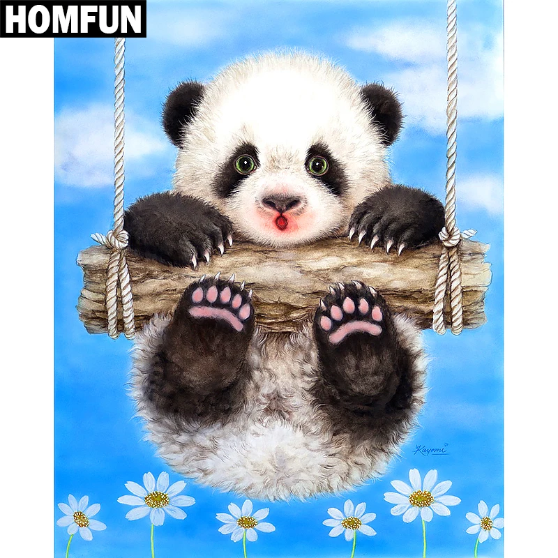 Алмазная живопись HOMFUN картина панда baby с полными квадратными/круглыми стразами 3D