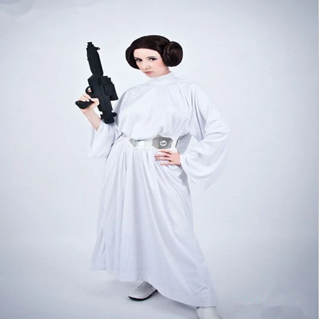 white cosplay leia Princess dress