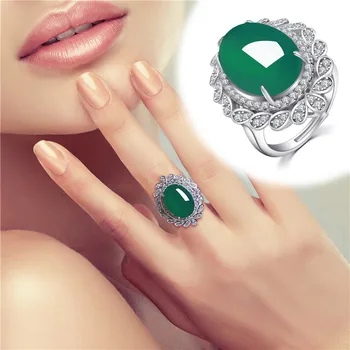 

2020 Rushed Top Fashion Women Fairy Anel Ring Anillos S925 Gift Opening Ring Chalcedony Girl Noble Temperament Not Sensitive