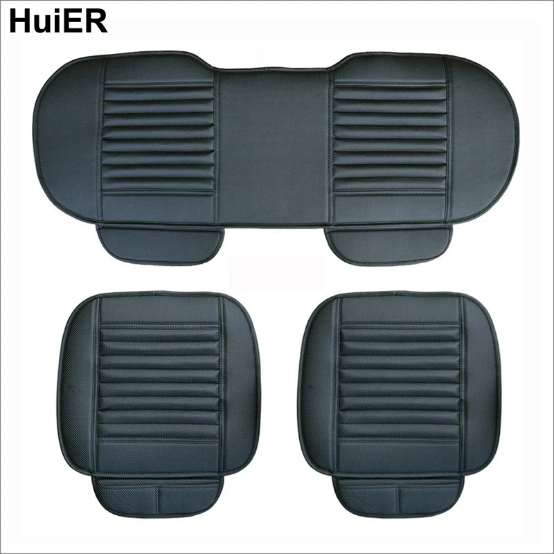 

HuiER Car Seat Cushions Car Styling Contain Bamboo Carbon High 4 Seasons PU Leather Car Seat Covers Disinfection Eliminate Odor