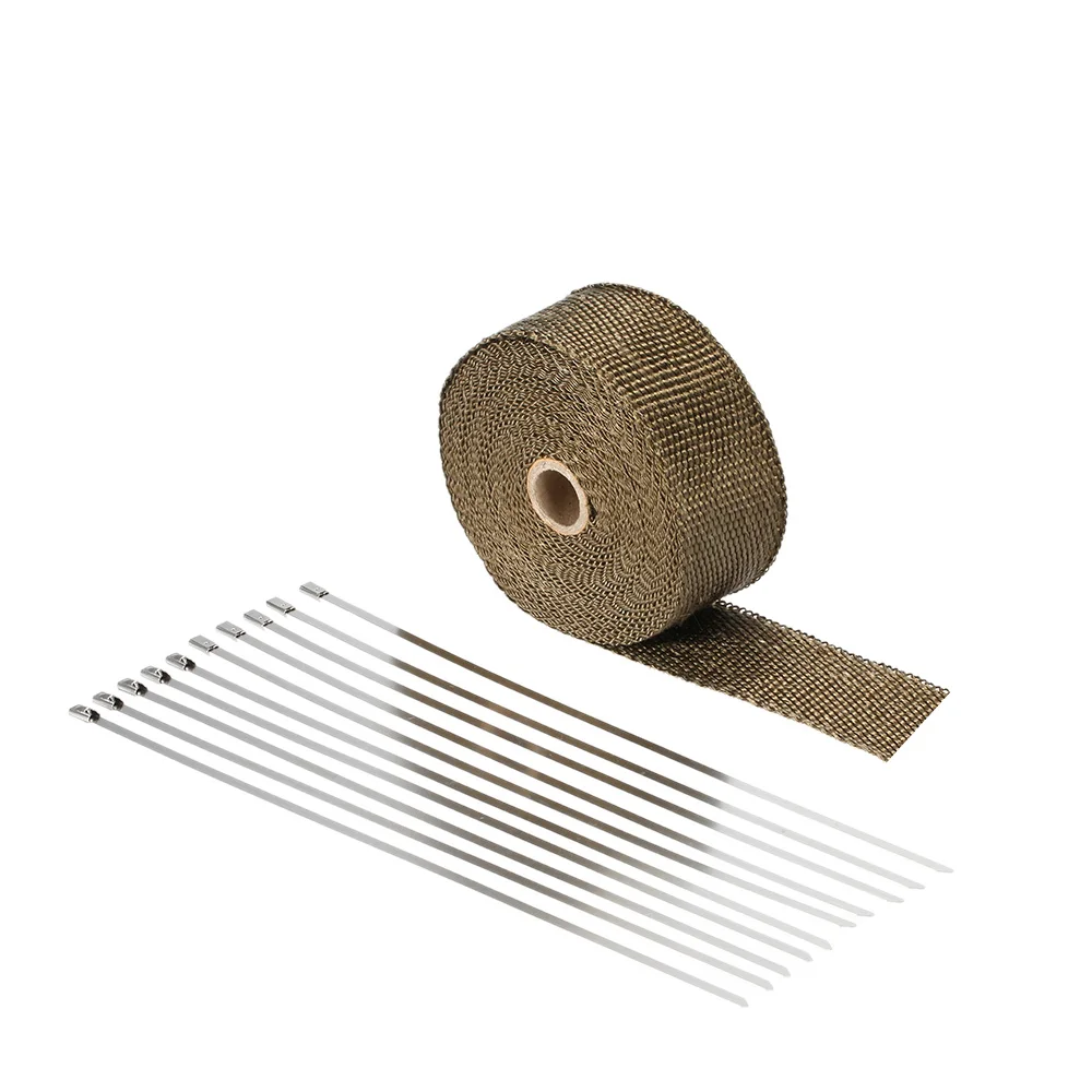10m Titanium High Temp Exhaust Heat Wrap Heater Resistant Downpipe 10