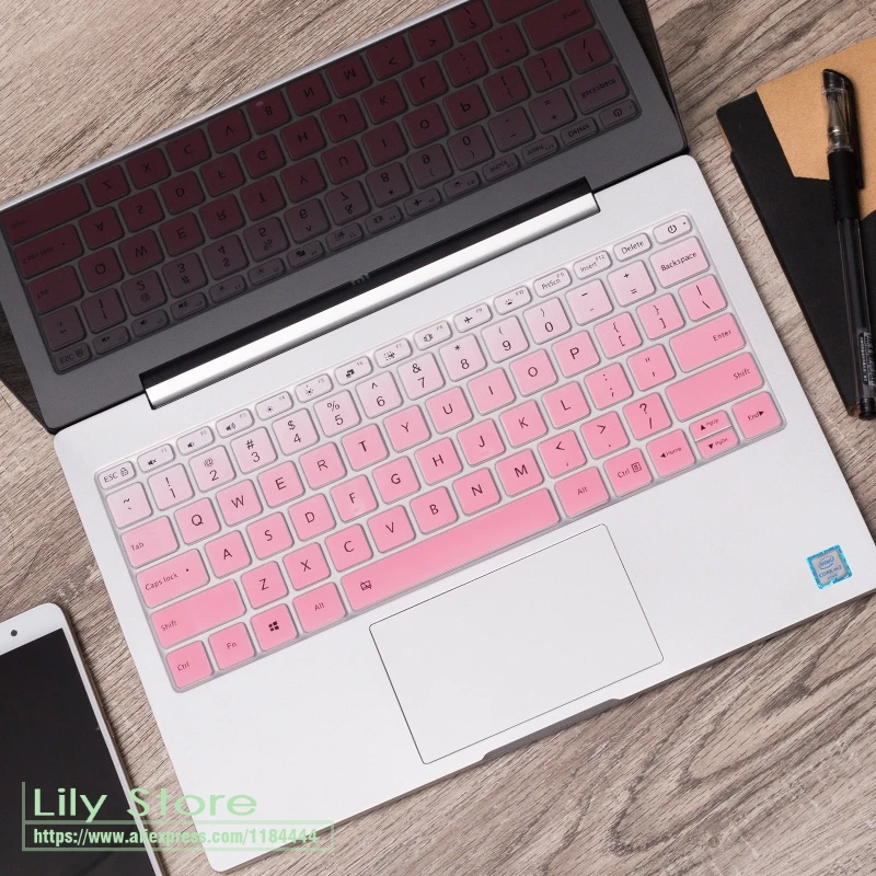 Для Xiaomi Mi notebook Air 13,3 Цветной силиконовый чехол с клавиатурой защитная пленка 13 дюймов - Цвет: fadepink