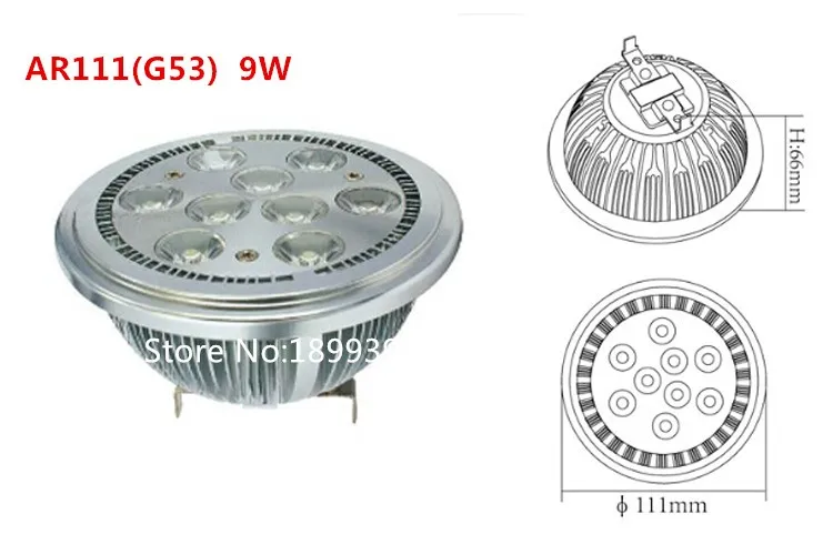 10 pcsxdhl Светодиодный прожектор 9 Вт AR111 G53 GU10 spotlights110V 220 V ES111 QR111 равный 90 Вт Галогеновый свет пятна дома светодиодные лампы освещения