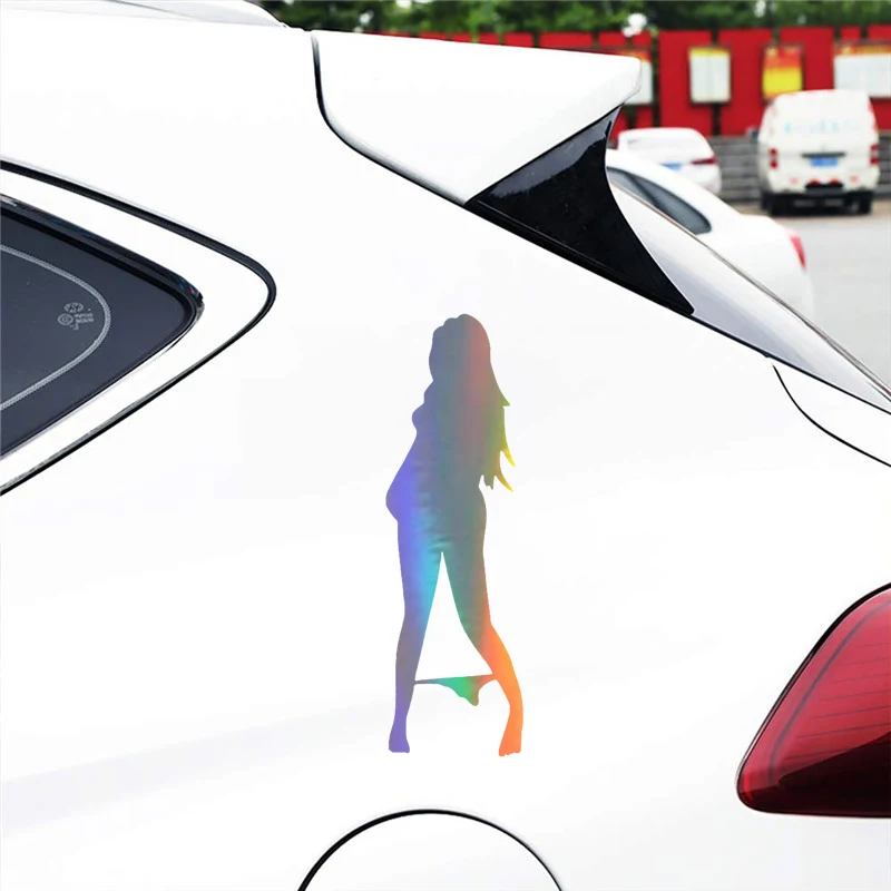 Car Sticker Vinyl Automobile Funny Beautiful Sexy Woman In Bikini Decorative Wall Stickers Cartoon Stickers BlackSilverLaser (1)