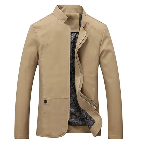 Осень, лето, весна, мужская куртка, хлопок, карго, куртки, дизайн размера плюс, однотонная, повседневная, стоячая, Мужская ветровка, крутая, XT316 - Цвет: Brown