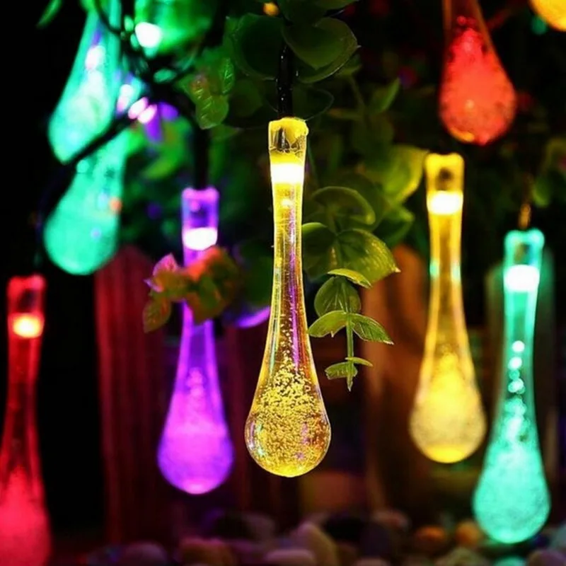 

Solar String Lights 20 LEDs Waterproof Water Drop Fairy String Outdoor Lighting Garden Holiday Party Lights Decoration
