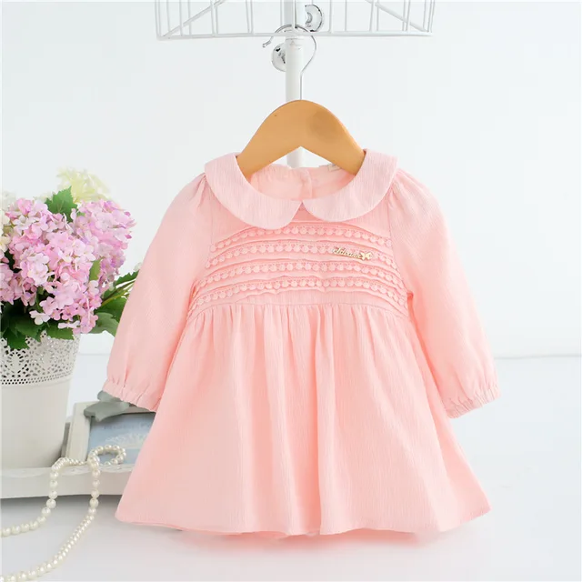 Newborn Baby Dress Peter Pan Collar Kids Dresses for Girls Infant