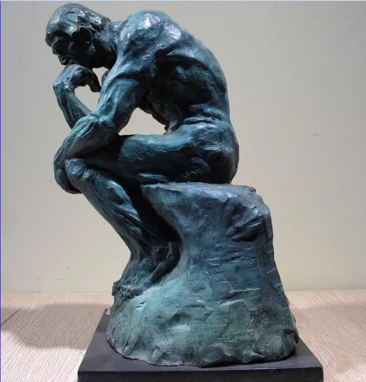 

Western Art Decor Marble Base Copper Bronze Figurine Thinker Statue Sculpture