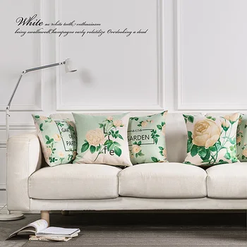 

1PC Free Shipping Flowers Cushion Home Decor Pillow Linen Cotton Cushions Garden Party Decorative Throw Pillows 45X45CM
