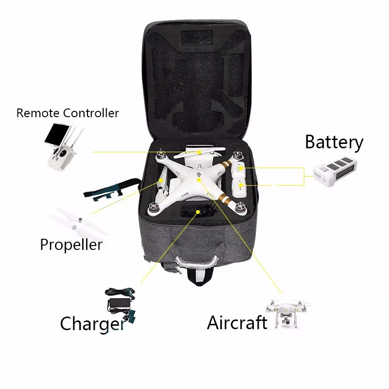 DJI Phantom 3 Professional Version Backpack Waterproof Bag Portable Case With Foam Box For Phantom 3 Standard Advanced Drone