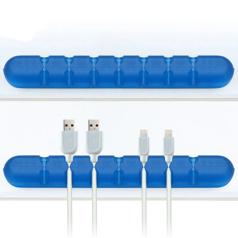 Органайзер для кабеля зажим держатель настольный силиконовый белый Usb шнур