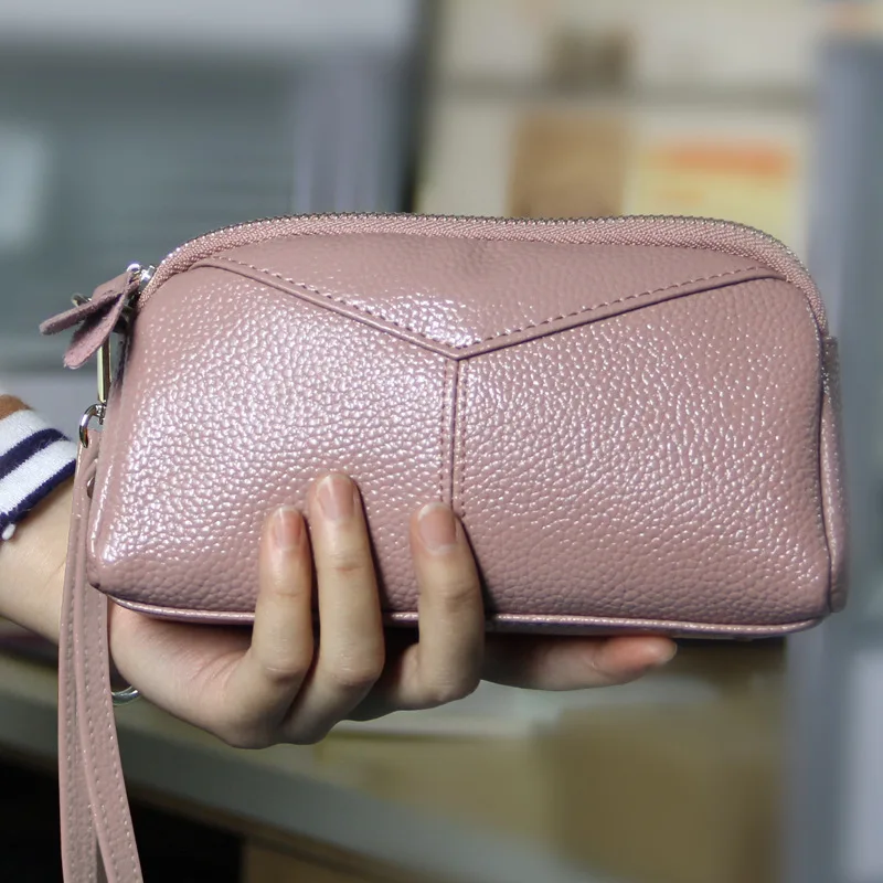 Новое поступление кошельки Модные женские кошельки Многофункциональные высокого качества Маленький бумажник, кошелек короткий дизайн GenuineLeather - Цвет: pink