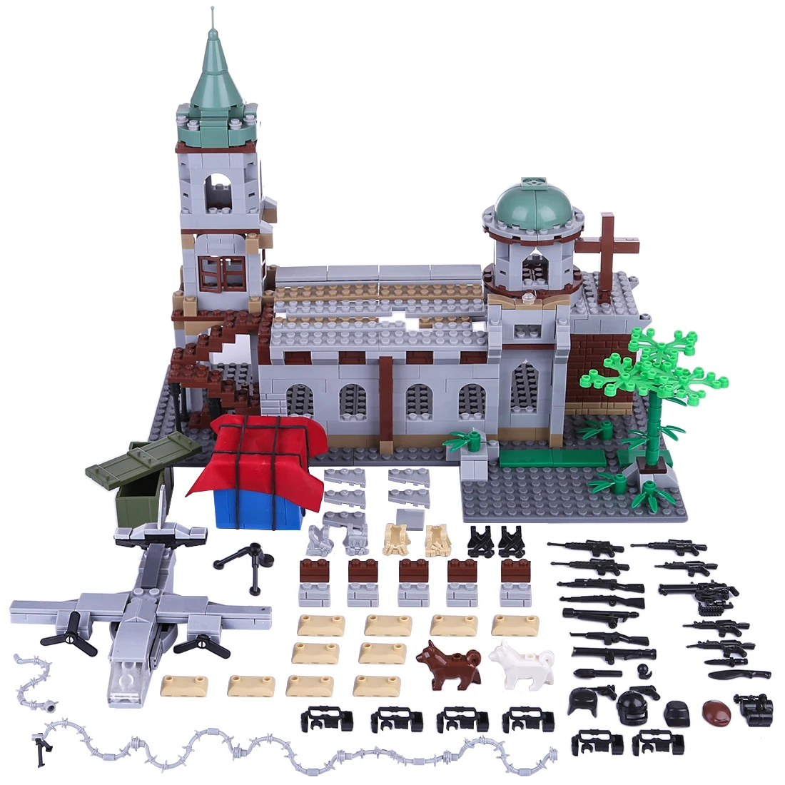 

Hot Ww2 Military Shooting Game Scene DIY Small Particle Assembly Building Block Toy Kit Figure Military Weapon Kit Equipment