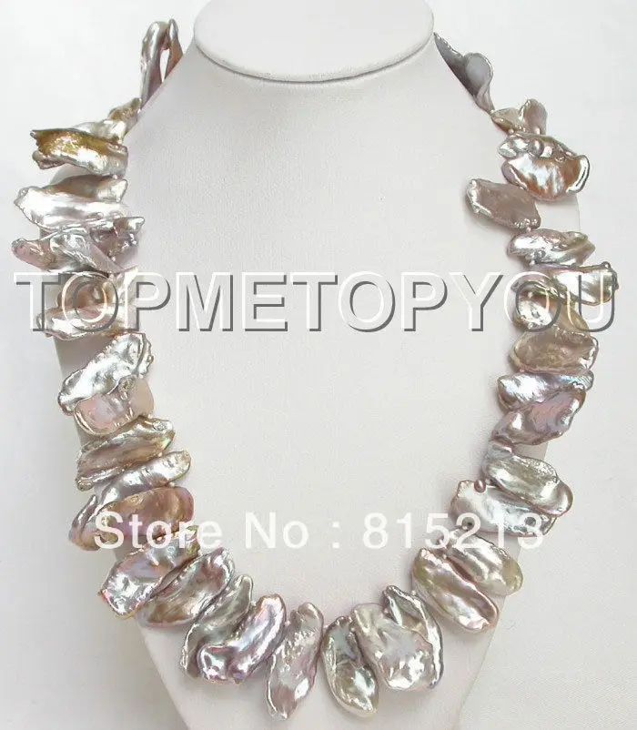 

FREE SHIPPING>@@> N1170 RARE HUGE 35mm Baroque purple Reborn Keshi pearls necklace