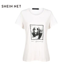 Sheinnrt 2017 Fashion Summer T-shirt Women Dog Print White Loose O-neck Short Sleeve Tops Brief Female T-shirt Free Shipping