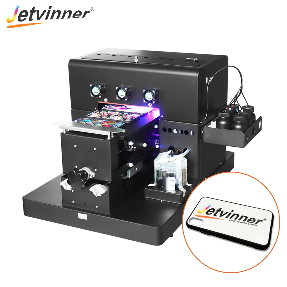 Compare Jetvinner A4 size UV Printer Inkjet Flatbed Print Machine with emboss effect for Phone Case, leather, ABS,TPU, wood, pen, glass
