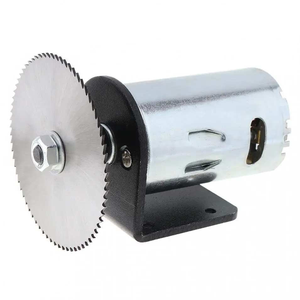 24V 555 Motor Table Saw Kit with Ball Bearing Mounting Bracket and 60mm Saw Blade for Woodworking Cutting Polishing Engraving