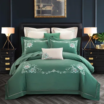 

YeeKin 60S Egyptian Long-Staple Cotton Embroidery Floral Weddding Bedding King Sateen Cotton Embroidery Floral Duvet Bed sheet