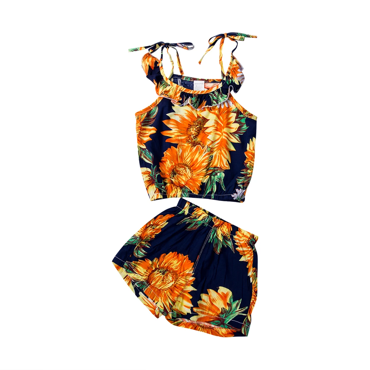 Sunflower Short Pant Summer Outfits Clothes Toddler Kids Girls Clothes T-Shirt Dress Top