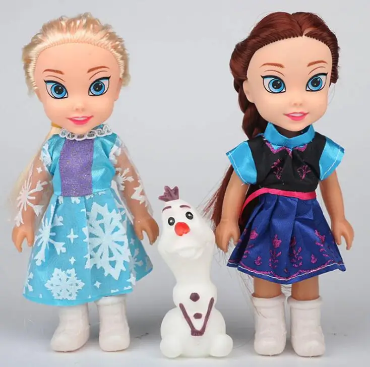 2 шт. куклы принцессы Анны и Эльзы для девочек, игрушки принцессы Анны и Эльзы, куклы для девочек, игрушки 16 см, маленькие пластиковые детские куклы Congelad - Цвет: opp