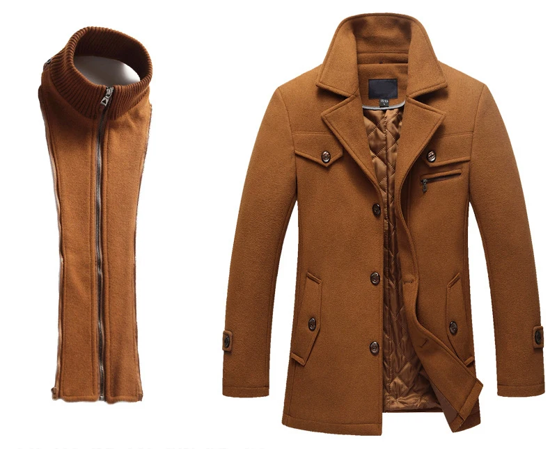 TACVASEN, зимняя мужская шерстяная куртка, однотонная, хлопковая, модная, повседневная, облегающая, смесь, пальто, теплая, ветрозащитная, бушлат, деловая куртка