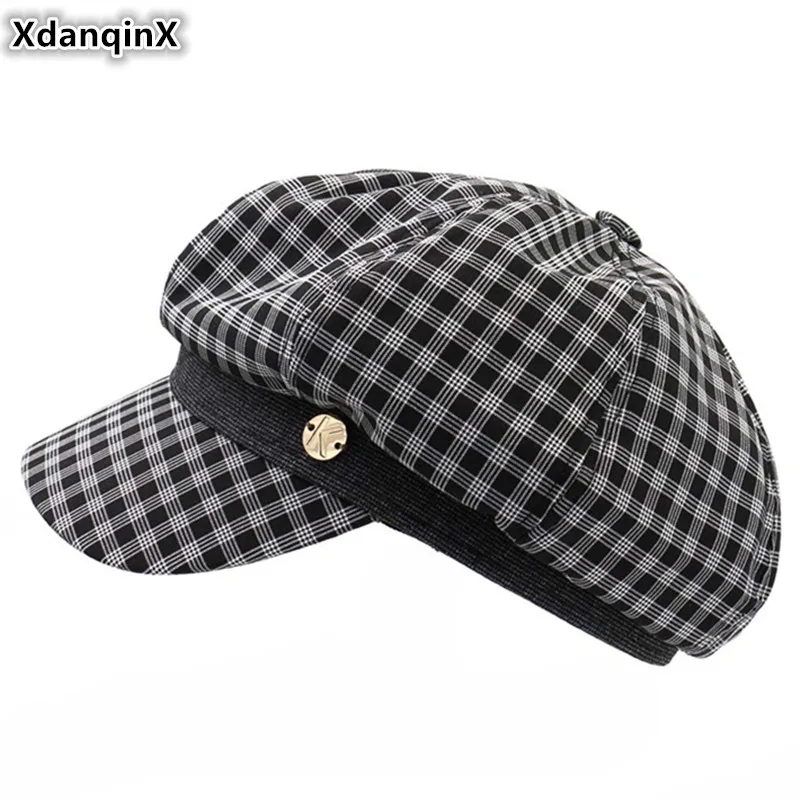 XdanqinX элегантная нежная взрослая Женская кепка Newsboy, модная британская восьмиугольная кепка для женщин, новинка, индивидуальная Кепка в стиле хип-хоп